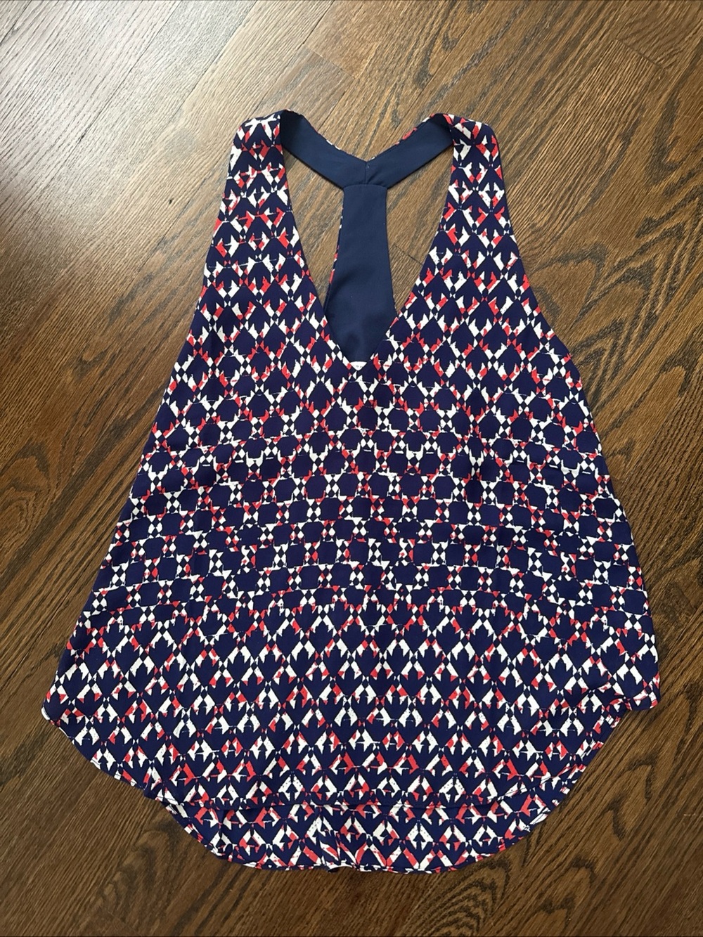 Three Eighty Two Red, White and Blue Geometric Print Racerback Tank